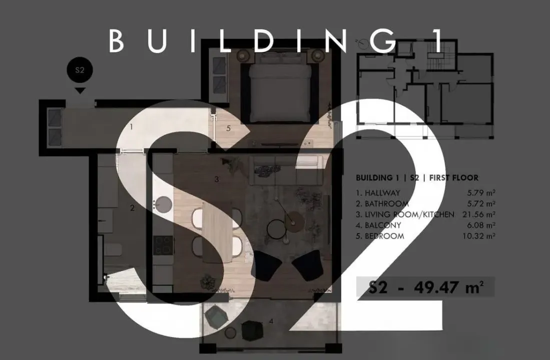 Prodaja, jednosoban stan, 49m², Donja Lastva, Tivat