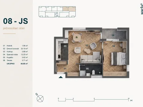 Prodaja, jednosoban stan, 47m², Centar, Nikšić - image 2