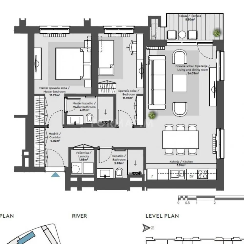 Sale, three bedroom apartment, 79m², Savski Venac, Beograd