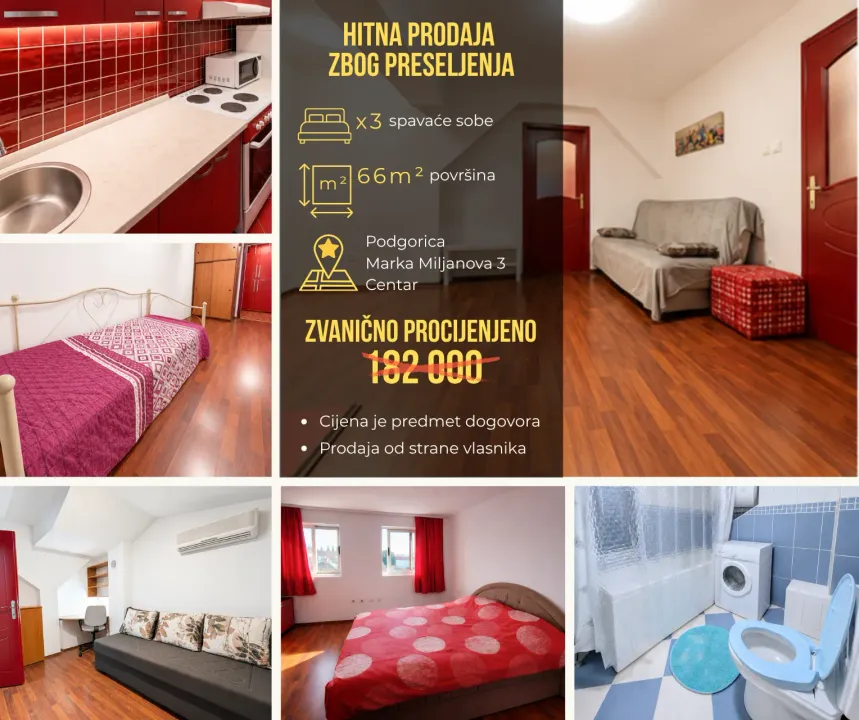 Prodaja, trosoban stan, 66m², Centar, Podgorica
