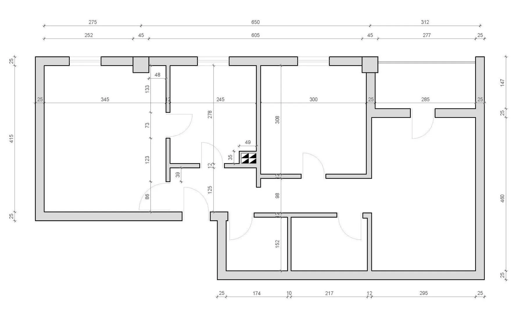 Floor plan layout with dimensions.