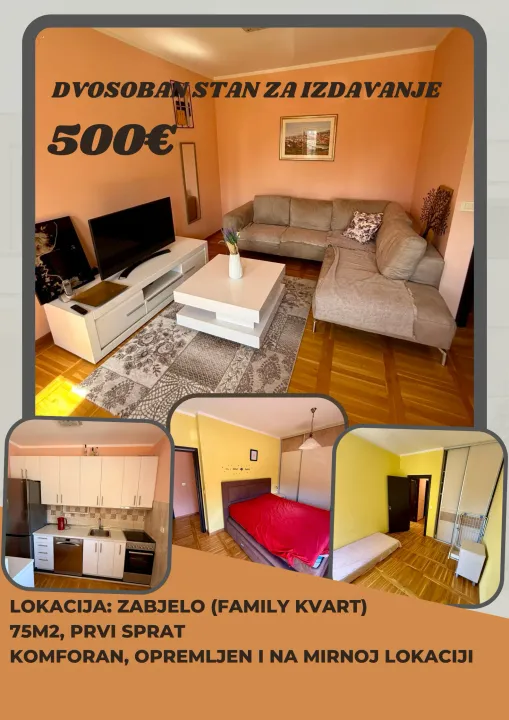 Rent, two bedroom apartment, 75m², Zabjelo, Podgorica
