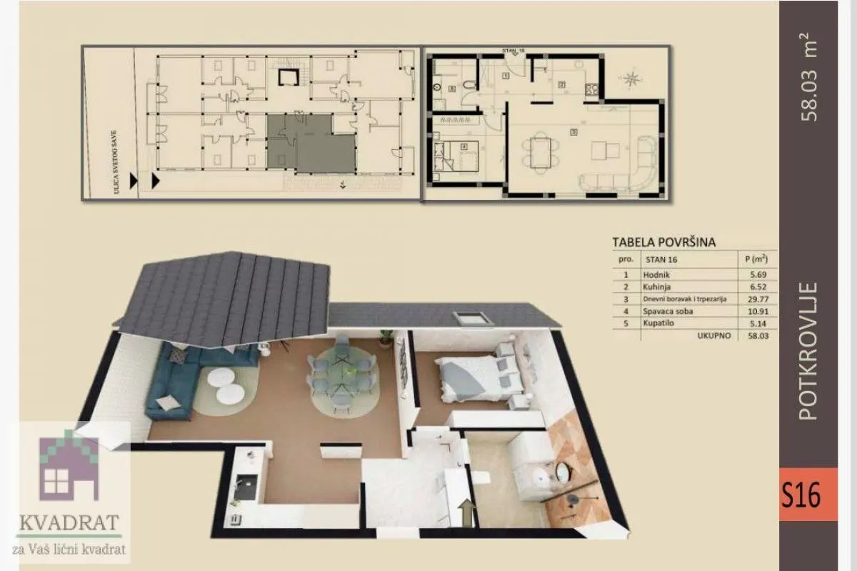 Sale, two bedroom apartment, 58m², Obrenovac, Beograd