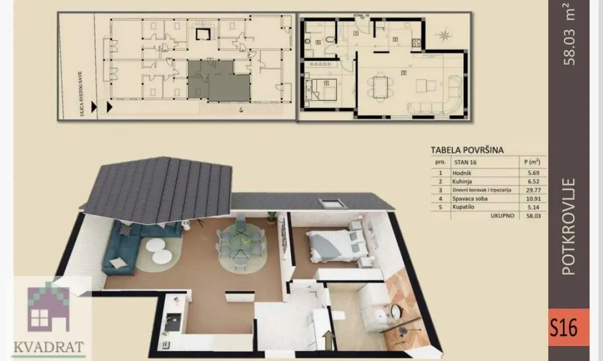 Sale, two bedroom apartment, 58m², Obrenovac, Beograd