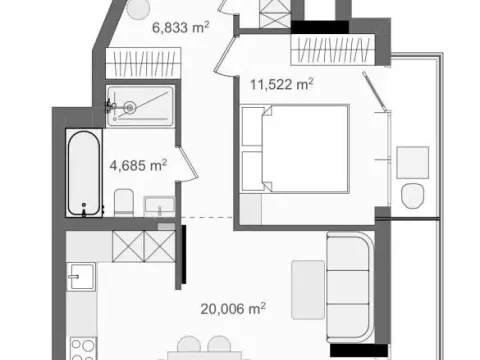 Sale, one bedroom apartment, 55m², Bar, Crna Gora - image 3
