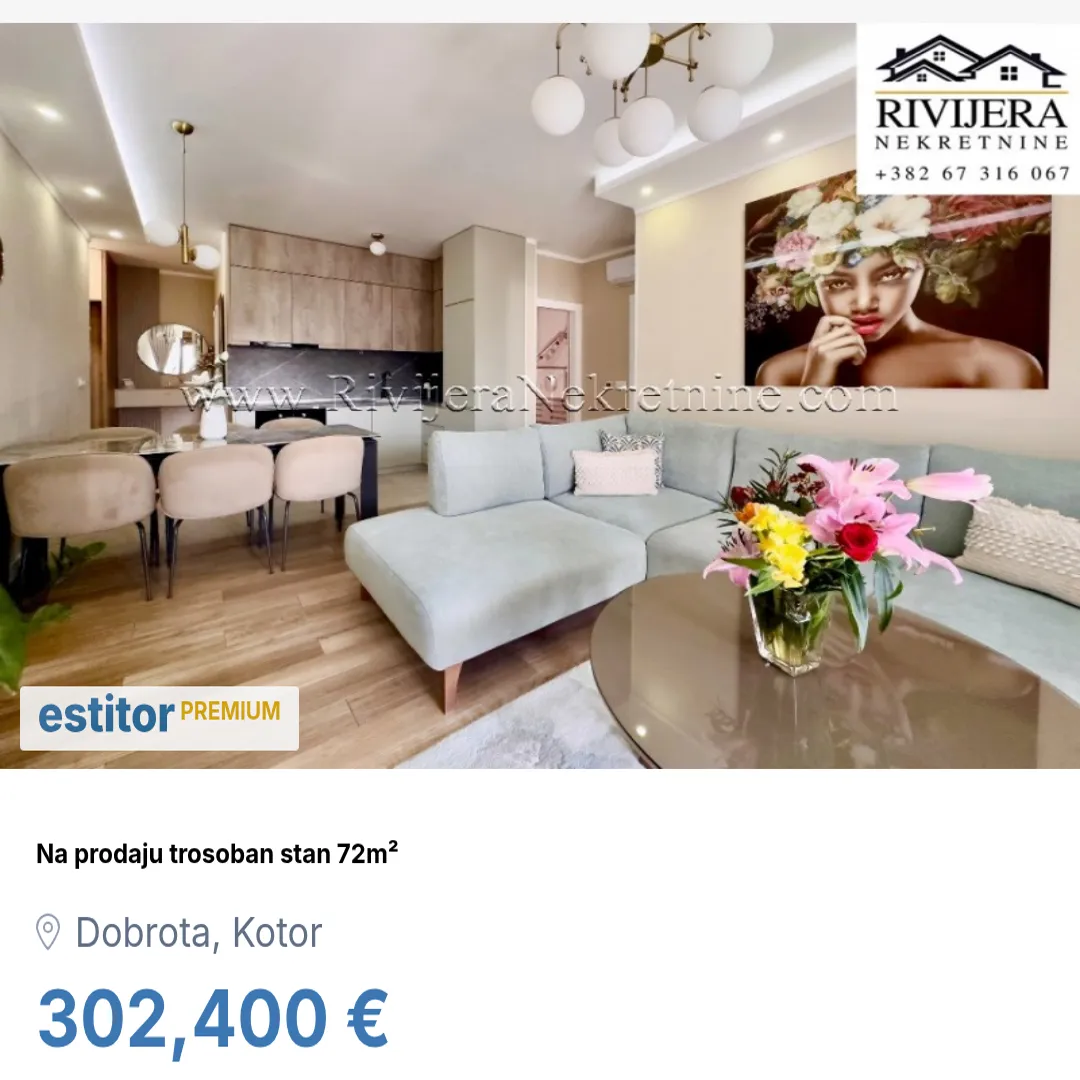 Sale, three bedroom apartment, 72m², Dobrota, Kotor