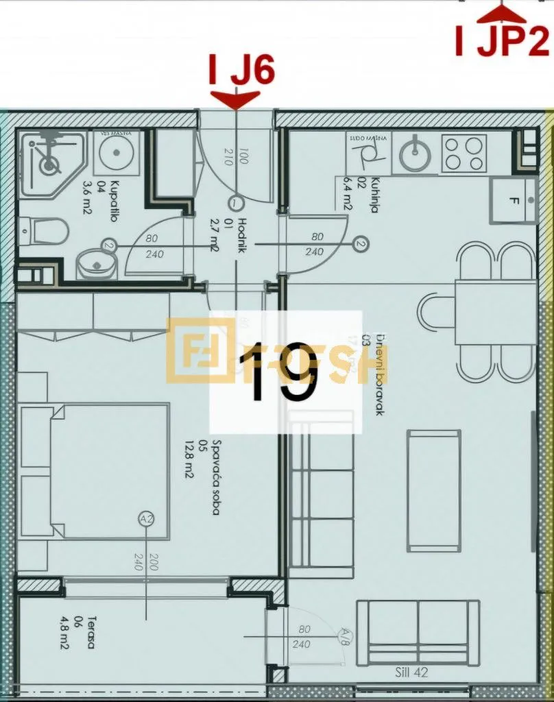 Sale, one bedroom apartment, 47m², Zabjelo, Podgorica