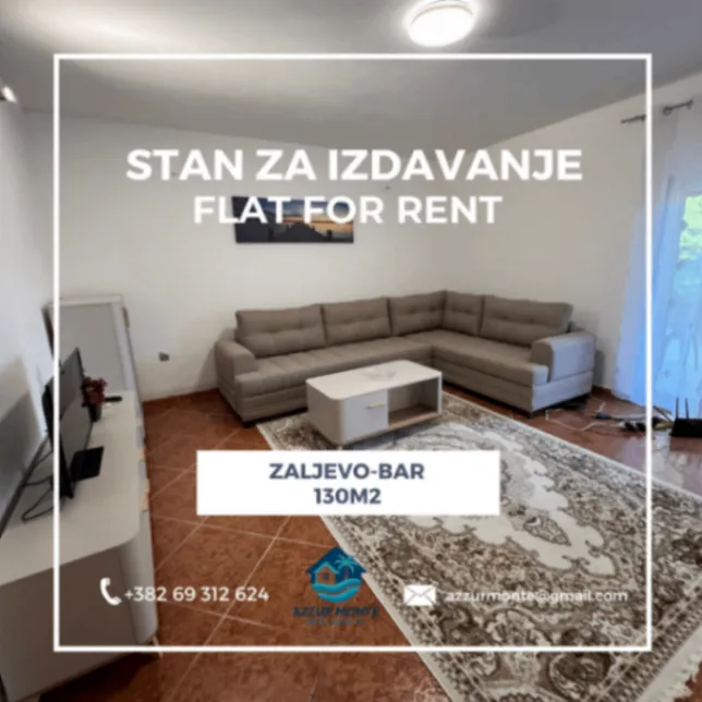 Izdavanje, trosoban stan, 130m2, Zaljevo, Bar