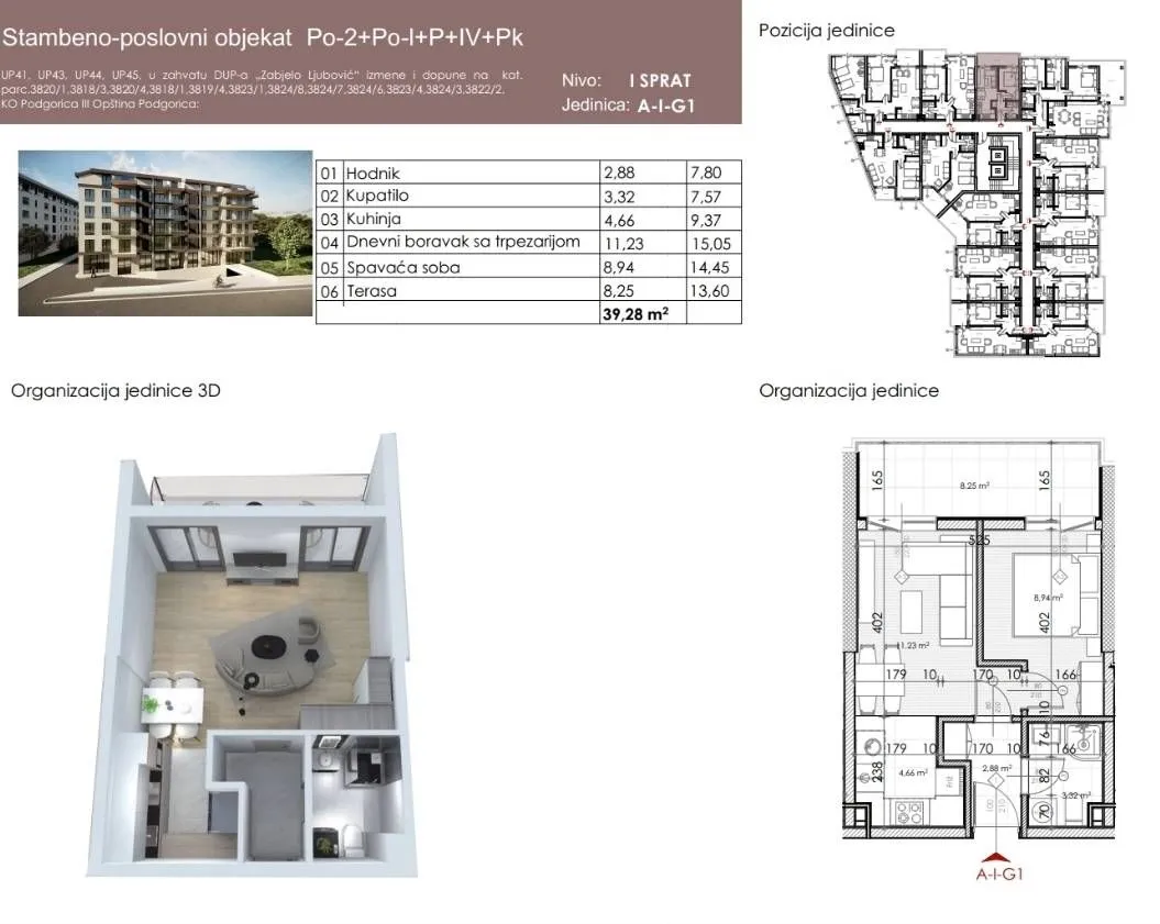 Prodaja, jednosoban stan, 50m², Ljubović, Podgorica