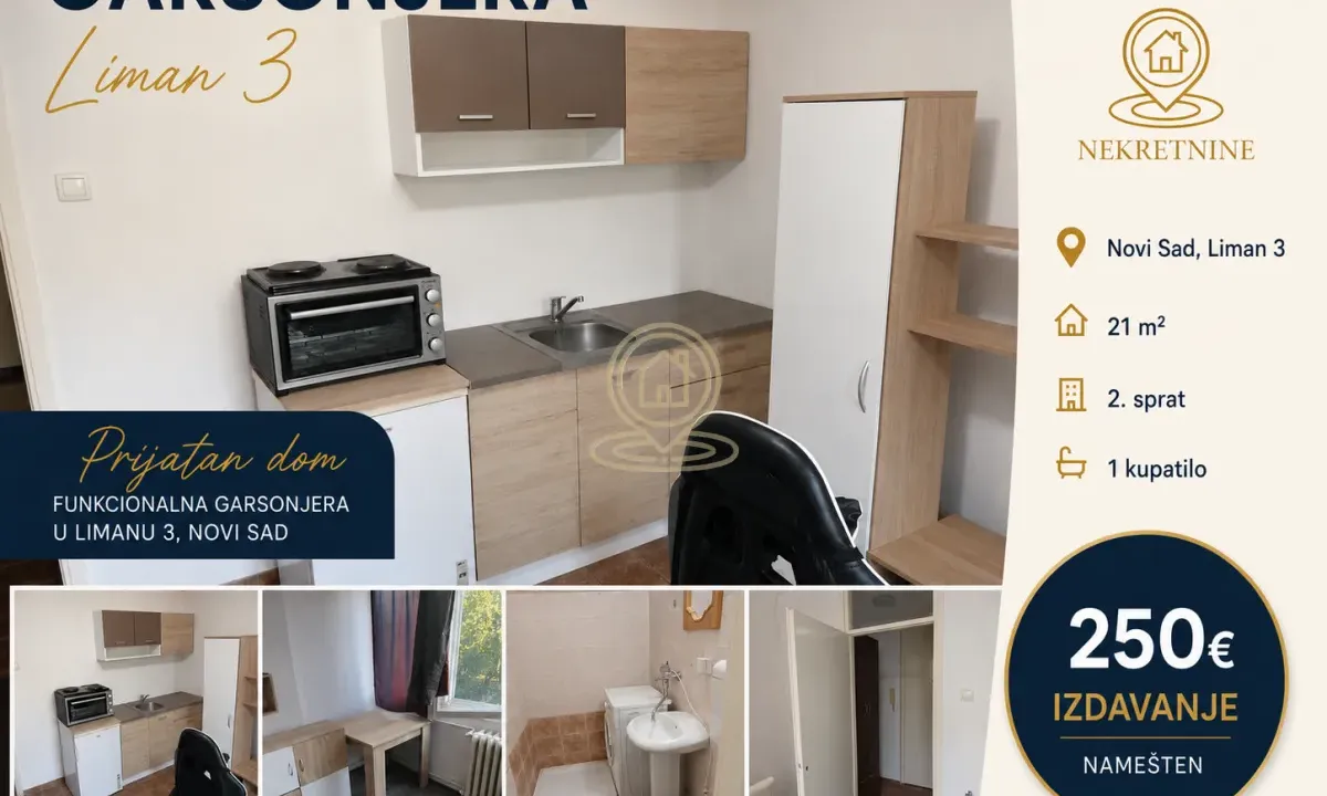Rent, one bedroom apartment, 21m², Liman 3, Novi Sad Sve Podlokacije