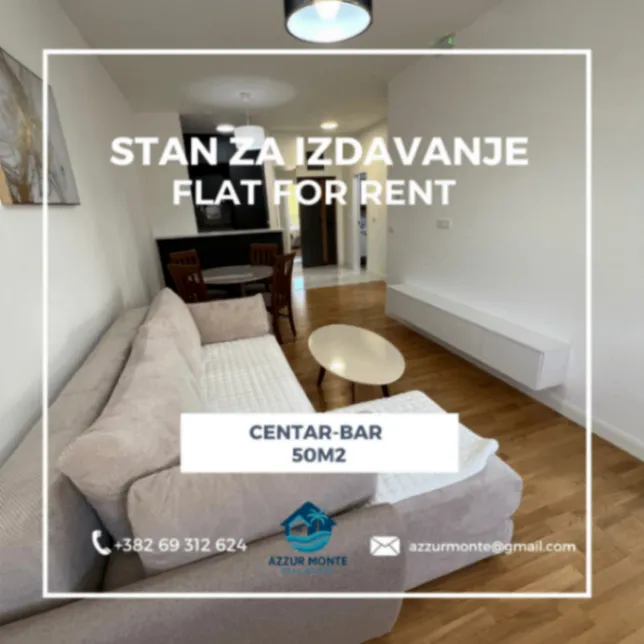 Izdavanje, jednosoban stan, 50m², Centar, Bar