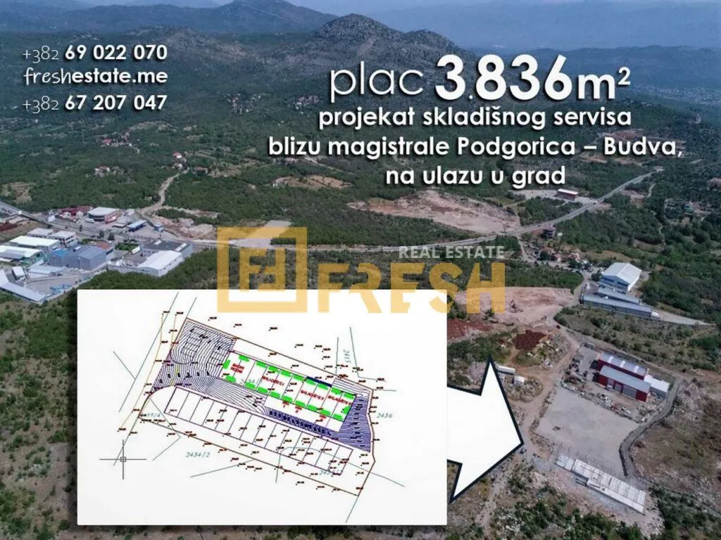 Prodaja, plac, 3836m², Kokoti, Podgorica