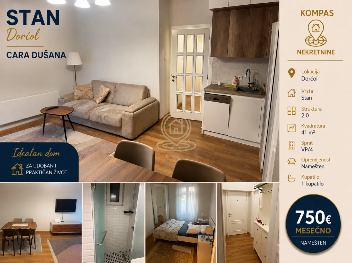 Rent, two bedroom apartment, 41m², Stari Grad, Beograd