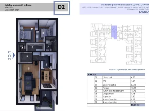 Prodaja, dvosoban stan, 88m², Zabjelo, Podgorica - image 2