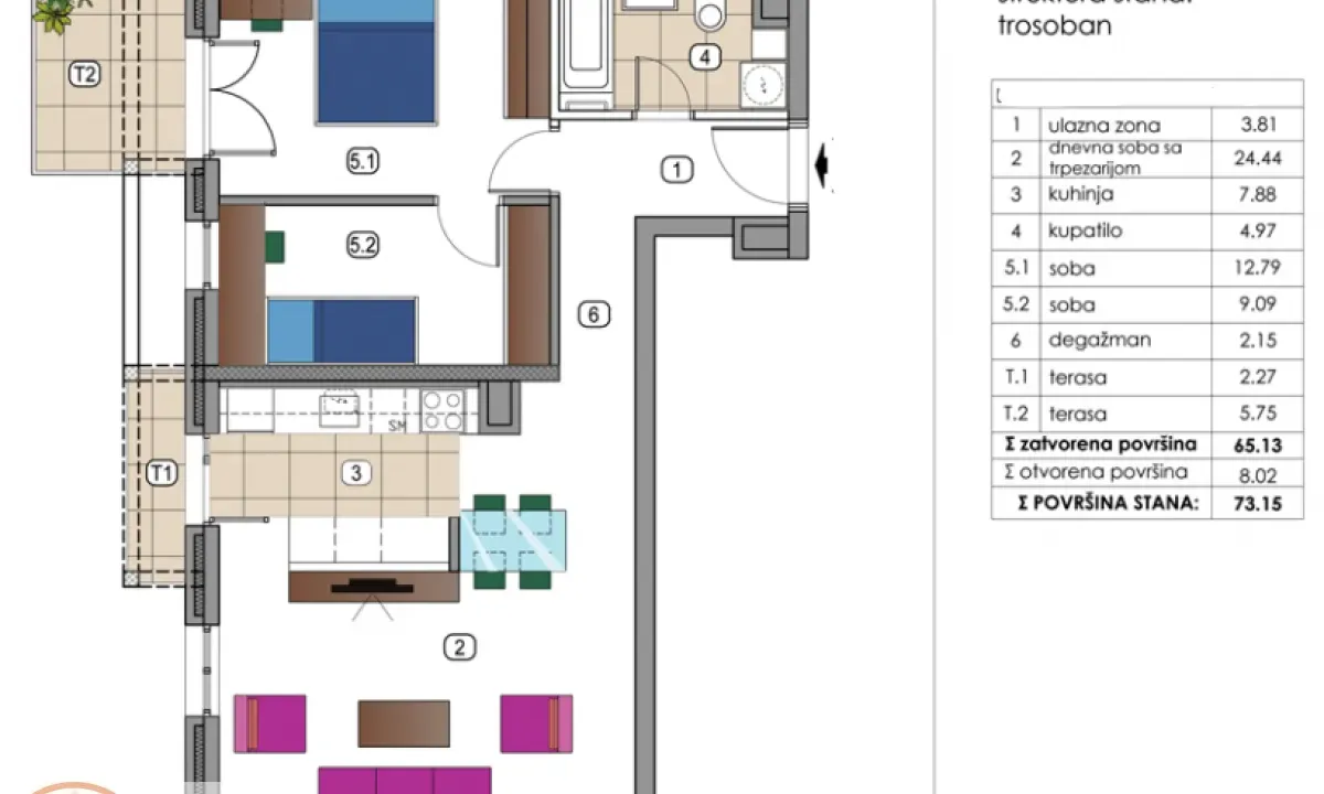 Prodaja, dvosoban stan, 73m², Tošin bunar, Novi Beograd Sve Podlokacije