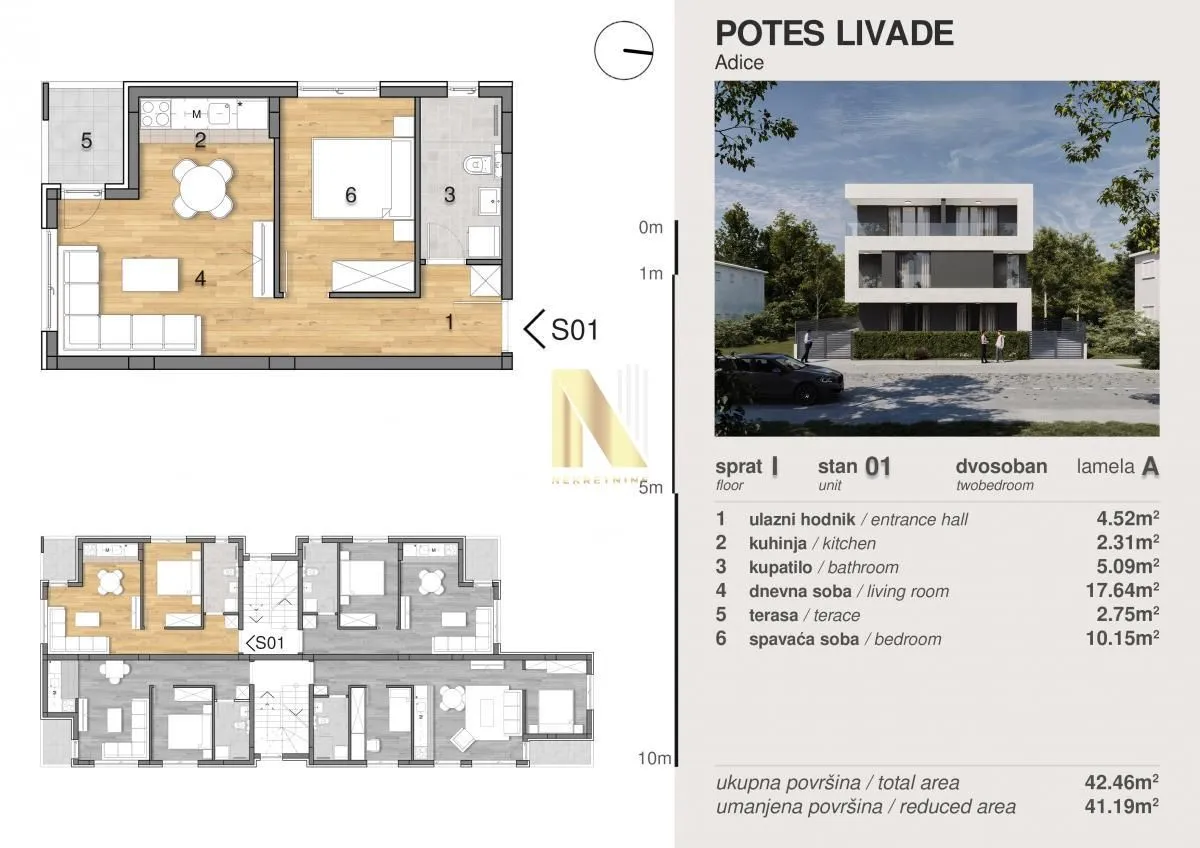 Prodaja, jednosoban stan, 41m², Adice, Novi Sad Sve Podlokacije