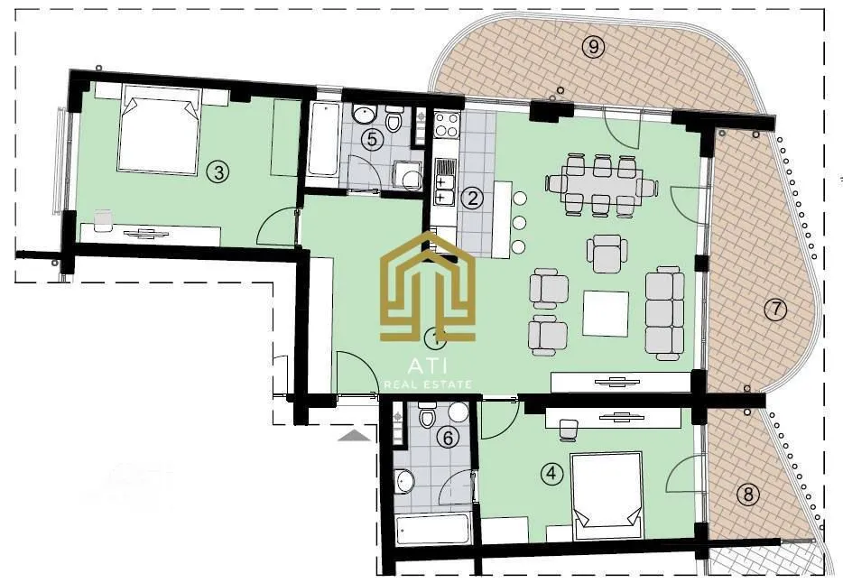 Architectural floor plan of the apartment.