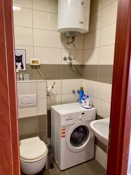Manje kupatilo sa sanitarijama, umivaonikom i veš mašinom. - image 6