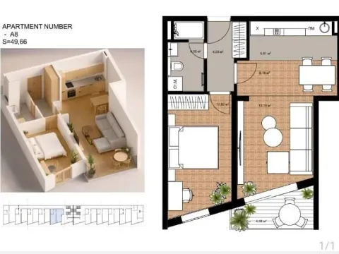 Sale, one bedroom apartment, 41m², Bečići, Budva - image 2