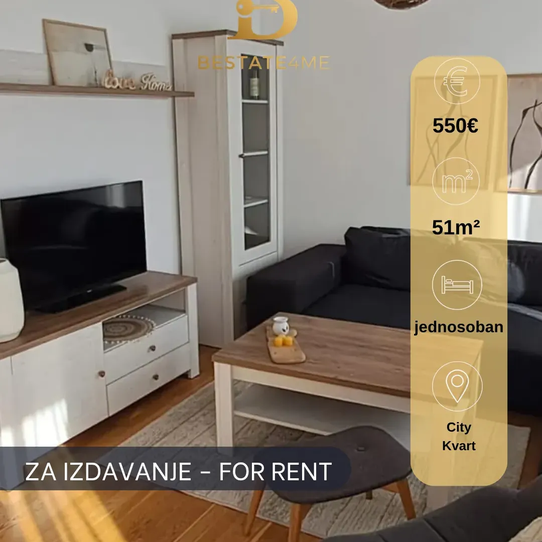 Rent, one bedroom apartment, 51m², City Kvart, Podgorica