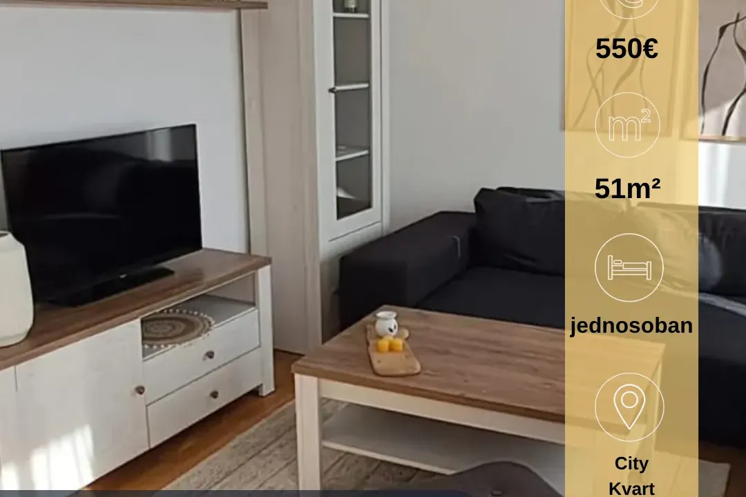 Rent, one bedroom apartment, 51m², City Kvart, Podgorica