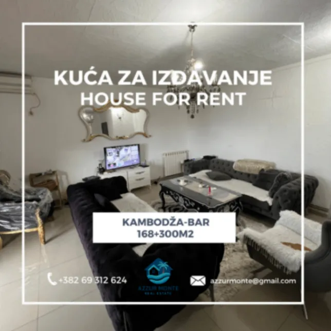 Izdavanje, kuća, 168m², Bar, Crna Gora