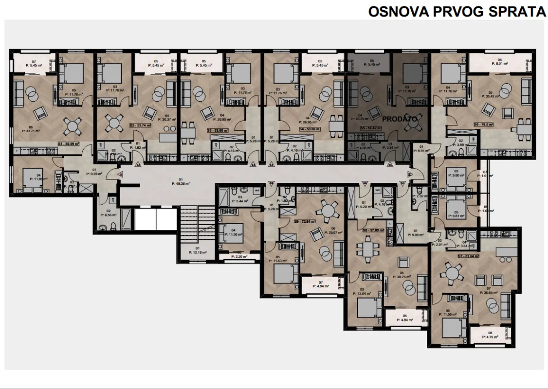 Sale, two bedroom apartment, 73m², Ilino, Bar