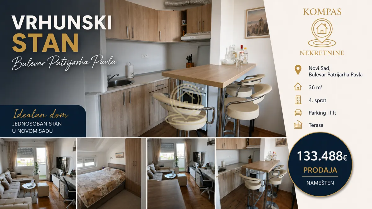 Sale, one bedroom apartment, 36m², Telep, Novi Sad Sve Podlokacije