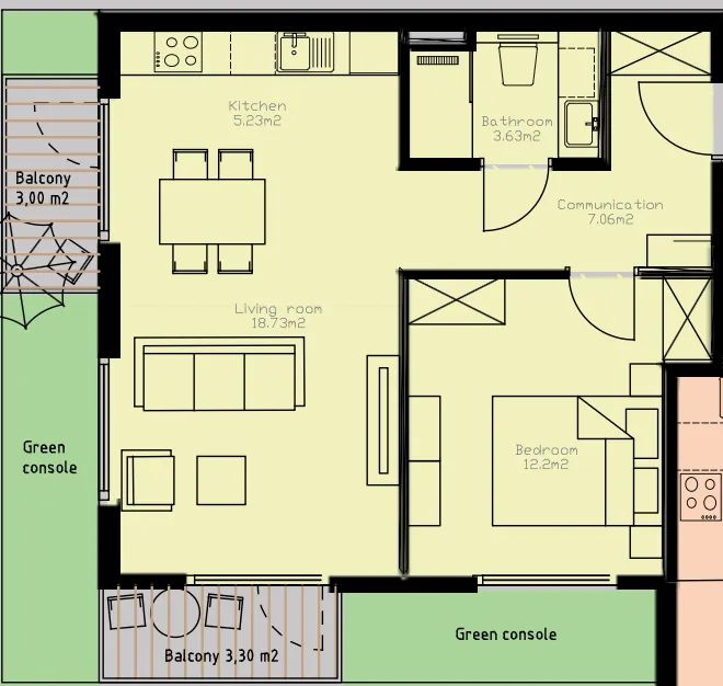 Prodaja, jednosoban stan, 52m², Tivat, Crna Gora
