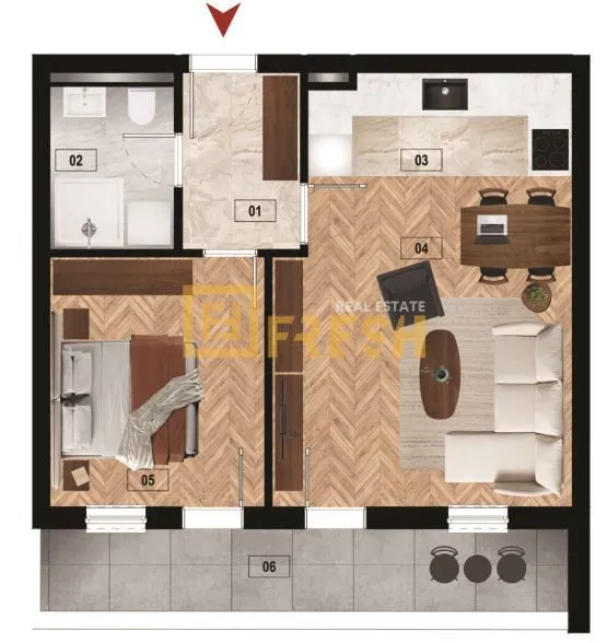 Prodaja, jednosoban stan, 50m², Zabjelo, Podgorica