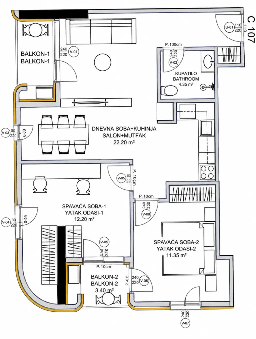 Sale, two bedroom apartment, 66m², Ilino, Bar