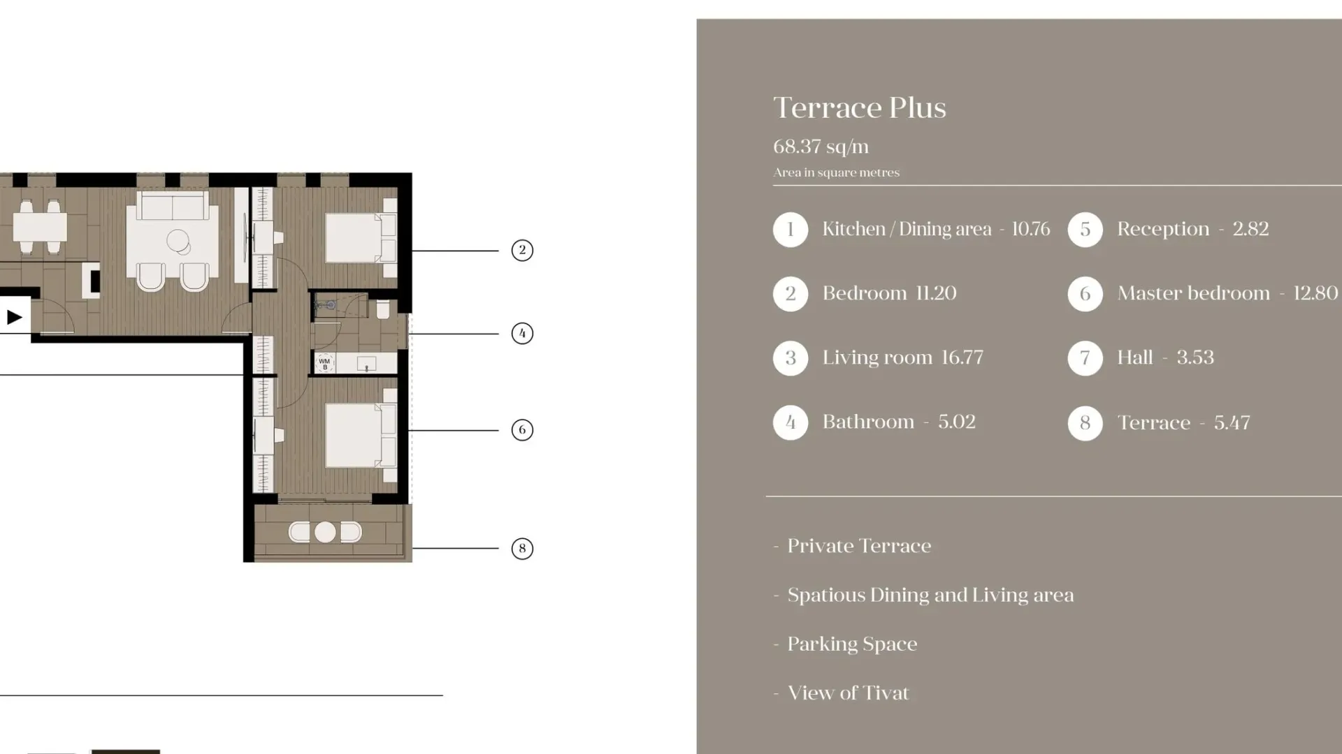 Prodaja, dvosoban stan, 68m², Tivat, Crna Gora