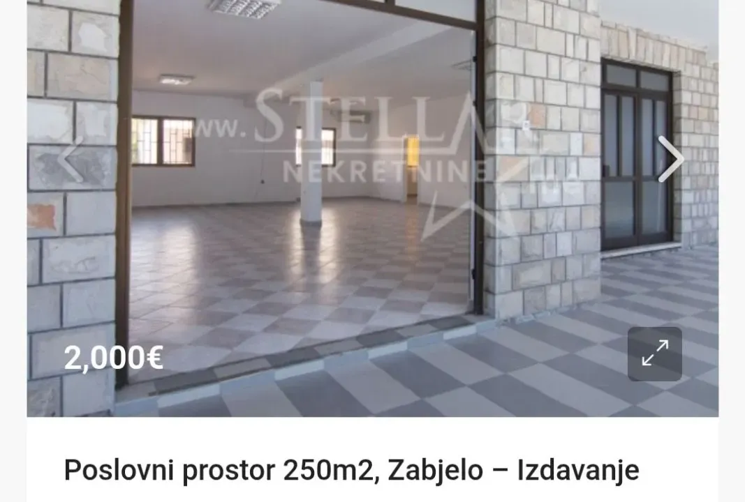 Izdavanje, poslovni prostor, 250m², Zabjelo, Podgorica