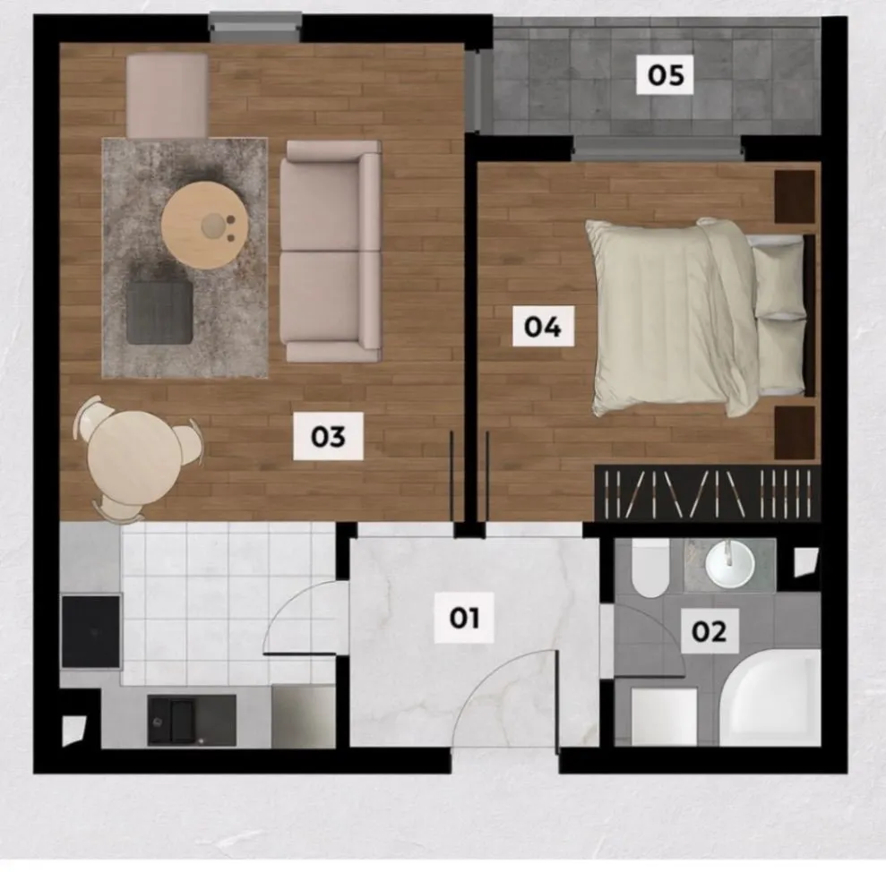 Sale, one bedroom apartment, 47m², Ilino, Bar