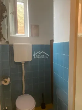 Pogled na kupatilo sa plavim pločicama i WC šoljom. - image 9