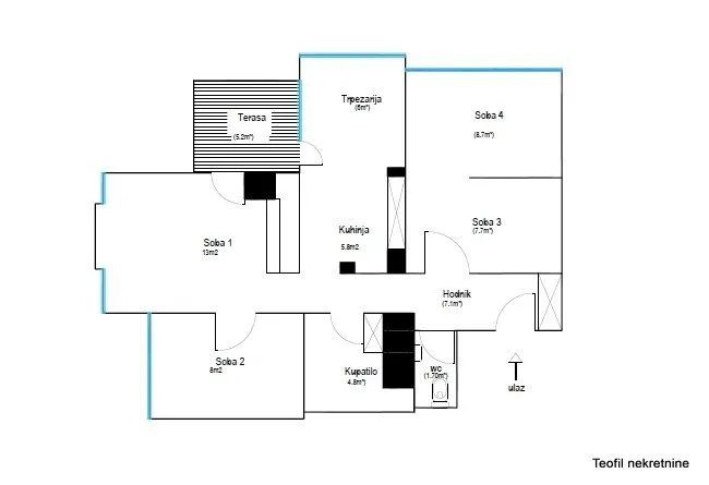 Sale, three bedroom apartment, 68m², Novi Beograd Blok 23, Novi Beograd Sve Podlokacije