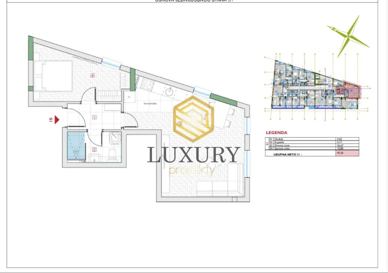 Prodaja, jednosoban stan, 45m², Zabjelo, Podgorica