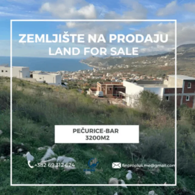 Prodaja, plac, 3200m², Pečurice, Bar