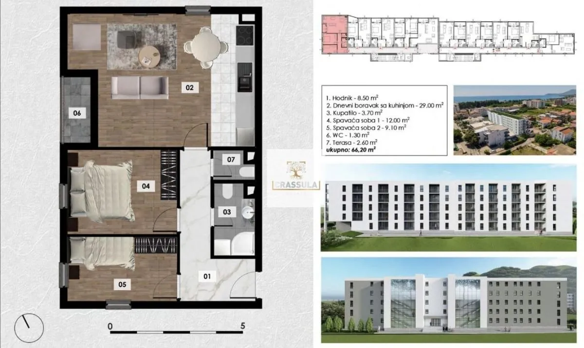 Prodaja, dvosoban stan, 66m², Bjeliši, Bar
