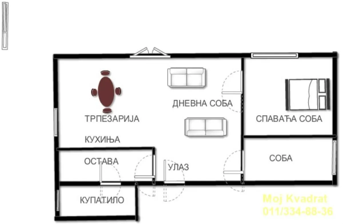 Prodaja, dvosoban stan, 46m², Višnjica, Palilula Sve Podlokacije