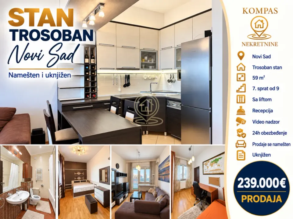 Sale, three bedroom apartment, 59m², Sajmište, Novi Sad