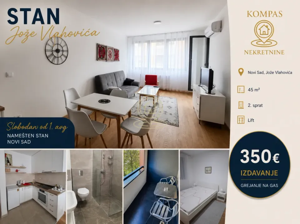 Rent, one bedroom apartment, 45m², Petrovaradin, Novi Sad