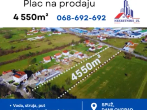 Prodaja, plac, 4550m², Spuž, Danilovgrad