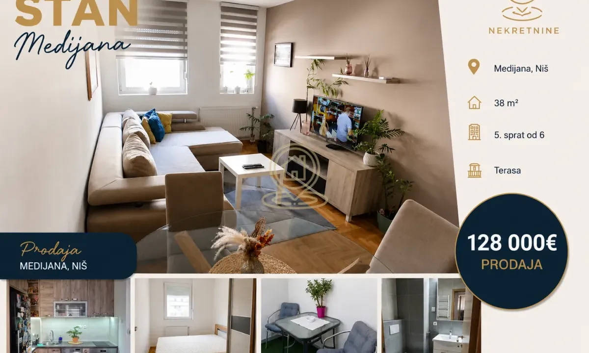 Sale, one bedroom apartment, 38m², Medijana, Niš