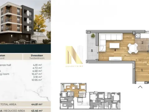 Prodaja, dvosoban stan, 44m², Telep, Novi Sad Sve Podlokacije