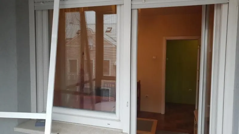 View through the balcony door towards the interior of the apartment.