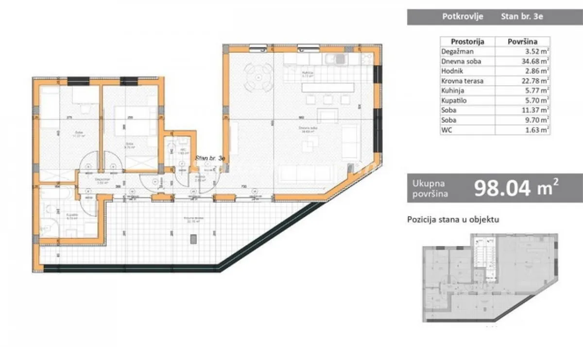 Sale, three bedroom apartment, 101m², Veternik, Novi Sad Sve Podlokacije