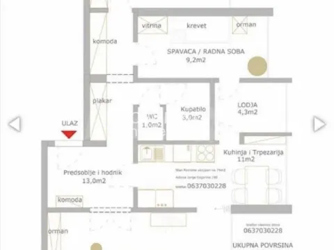 Izdavanje, trosoban stan, 76m², Novi Beograd Blok 61, Novi Beograd Sve Podlokacije - image 13