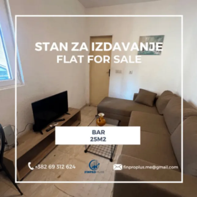 Izdavanje, garsonjera, 25m², Bar, Crna Gora