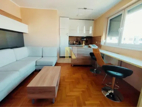 Dnevna soba sa garniturom, trpezarijskim delom i kuhinjom u pozadini. - image 6